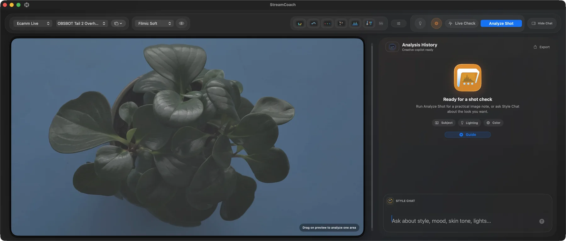 StreamCoach product tour screenshot 02: Workspace